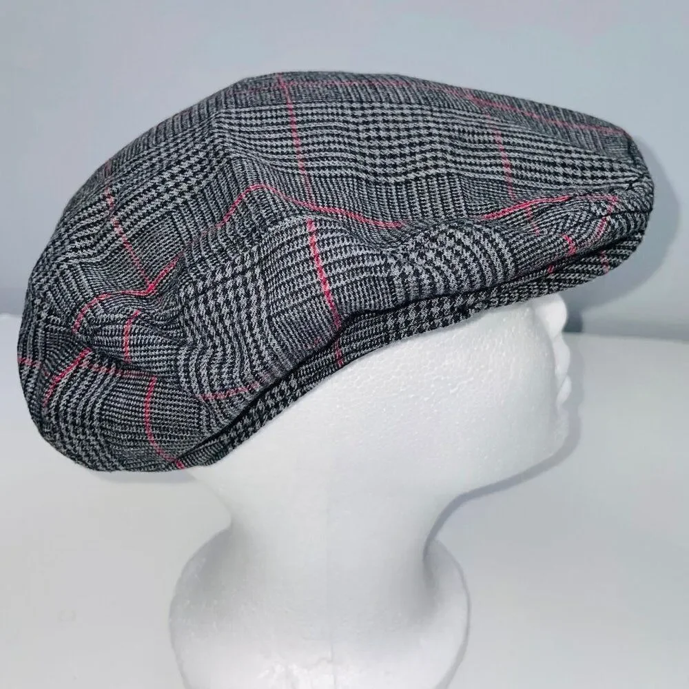 Gymboree Newsboy Boys Scally Hat Gray Red Size M Original Flat Cap Elastic